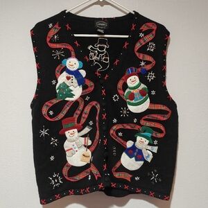 Vintage Christmas Sweater Snowman Grandma Large Designers Studio Originals